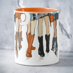 Taza Naranja Vaquera de Texas Personalizada