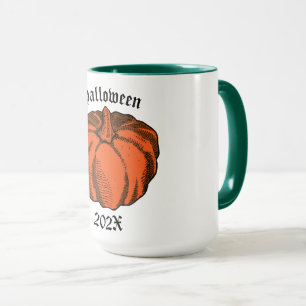 Taza Naranja Vintage Black Halloween Calabaza Tinta Art