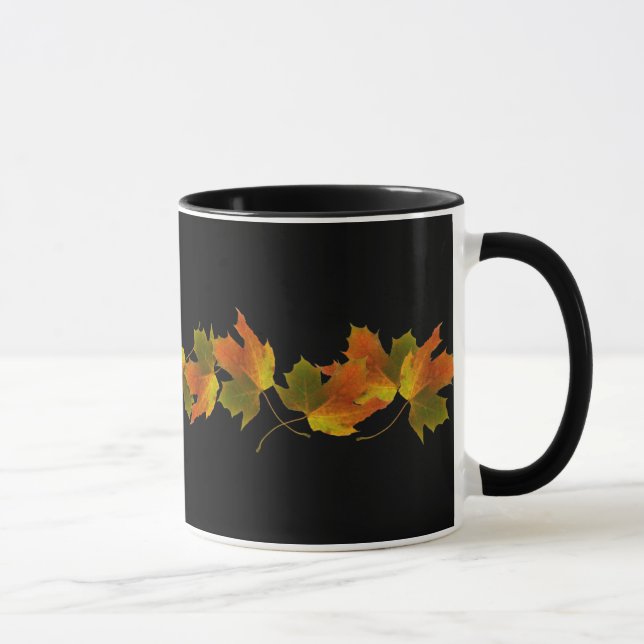 Taza Naranja Y Hojas De Otoño De Oro (Derecha)