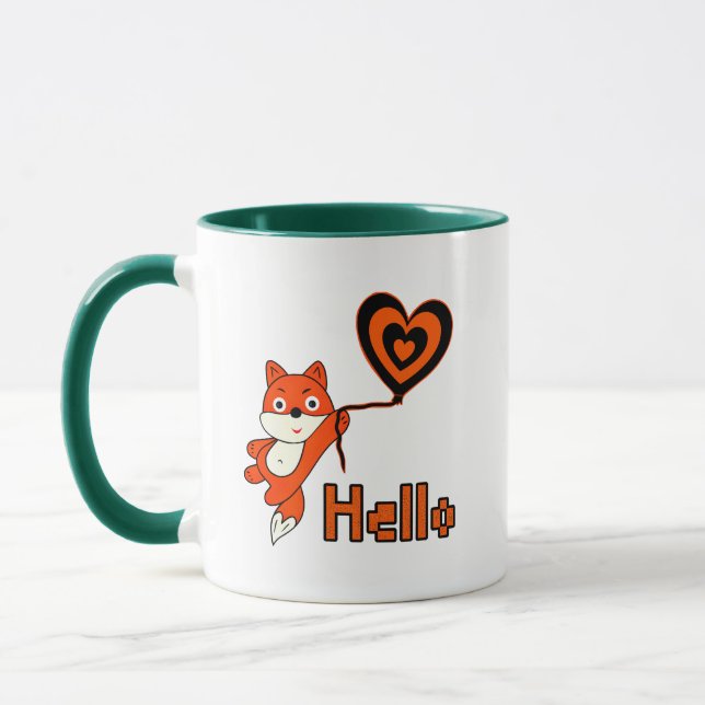 Taza Naranja zorro con corazón (Izquierda)