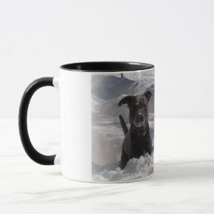 Taza Nariz azul Pit Bull Terrier en la bruma de nieve