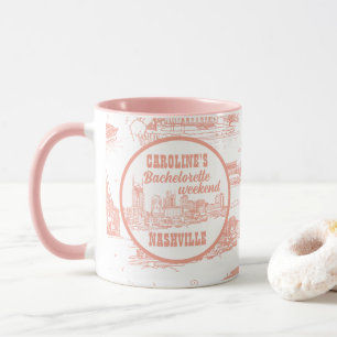 Taza Nashville Toile Despedida de Soltera Coral Rosa so