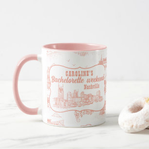 Taza Nashville Toile Despedida de Soltera Rosa Coral