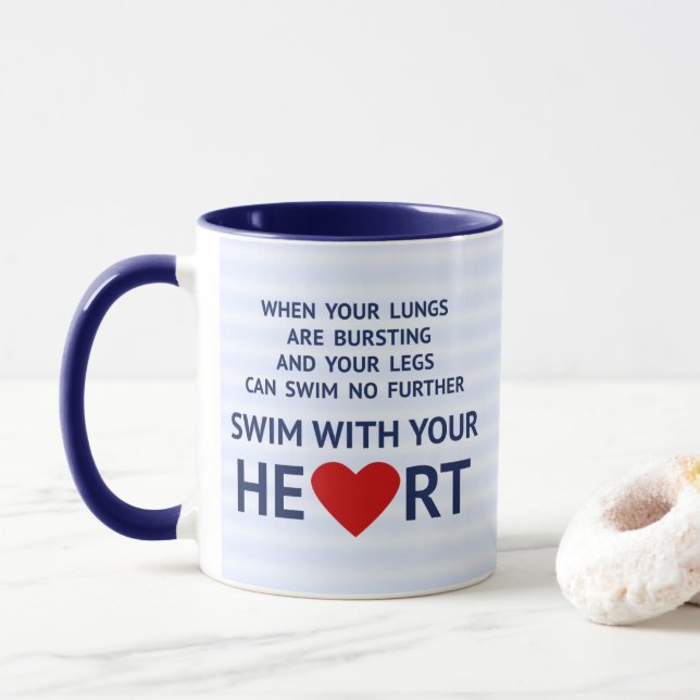 Taza Natación de la cita motivadora azul (Con donut)
