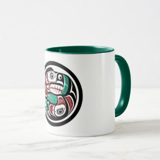 Taza Native American Red Black Haida Art Otter Salmon