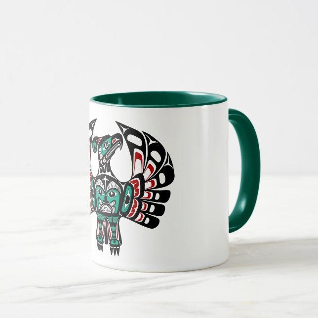 Taza Native American Red Black Haida Art Thunderbird (Anverso derecho)