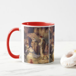 Taza Natividad navideña vintage, 3 pastores y Jesús