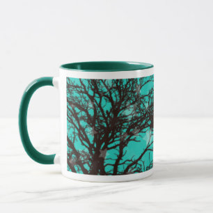 Taza Naturaleza Árboles y estrellas azules y negros