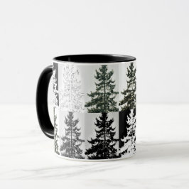 Taza Naturaleza gris blanca del arte pop del negro