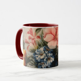 Taza Naturaleza muerta floral vintage con flores tropic