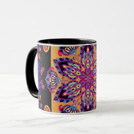 Taza Naturaleza violeta, arte gráfico morado y negro