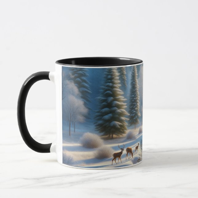 Taza Nature Mug, Deer, Winter Scene, wildlife coffee mu (Izquierda)