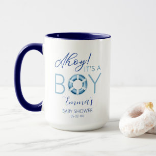 Taza Nautical Ahoy es un chico de Baby Shower Mug