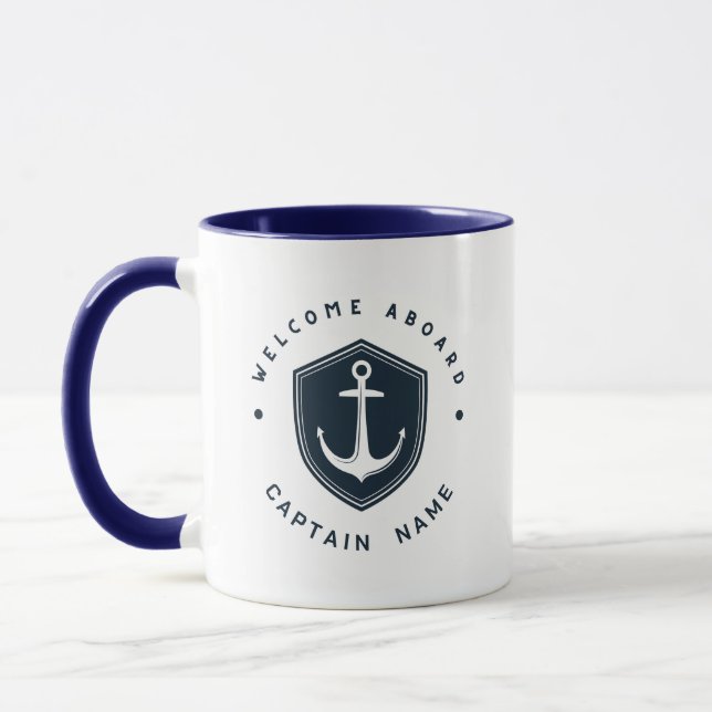 Taza Nautical Anchor club náutico de la Marina Azul Nom (Izquierda)