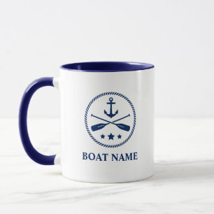 Taza Nautical Anchor & Oars Agregar barco o nombre