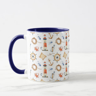 Taza Nautical Custom Name Navy Blue