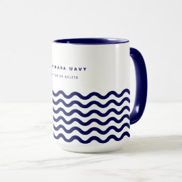 Taza Nautical Wave Navy Azul trendy Simple Estilo