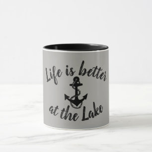 Taza naútico LA VIDA ES MEJOR EN EL LAGO y ancla