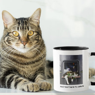 Taza Nave Espacial Gato Tabby Verde Alien Muñeco de Pel