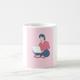 Taza navegando por la Web reducida a taza de café