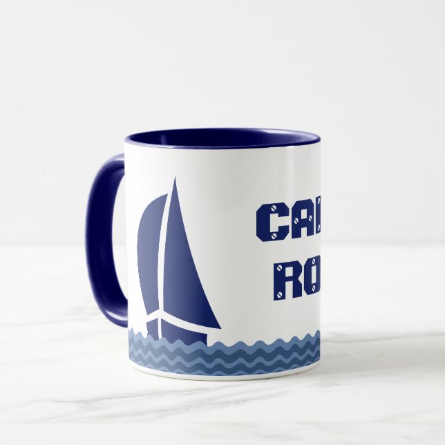 Taza Navegar en barco con tu texto (Anverso izquierdo)
