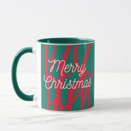 Taza Navidad Alegre Personalizada Rojo Verde Abstracto