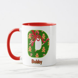 Taza Navidad alfabeto personalizado 'D' 