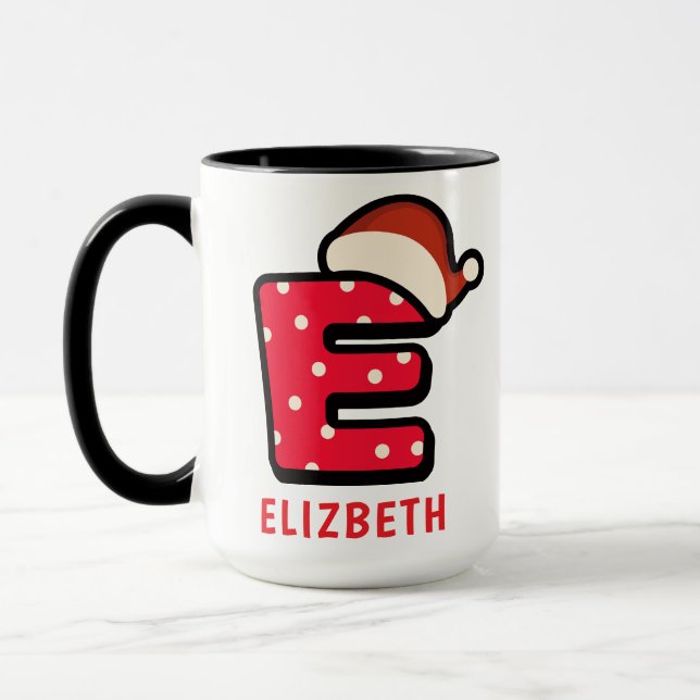 Taza Navidad alfabeto personalizado 'E'  (Izquierda)