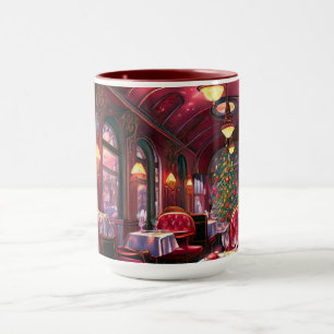 Taza Navidad Antiguo Tren de Vapor Bosque Helado