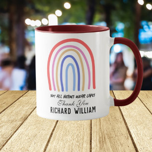 Taza Navidad Arcoíris Acuarela Profesor Gracias Granate