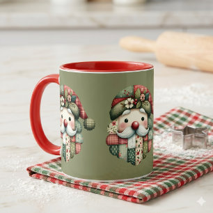Taza Navidad caprichosa de Santa con parches de estilo