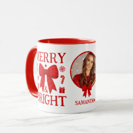 Taza Navidad con Lazo de Gingham Rojo Alegre y Brillant