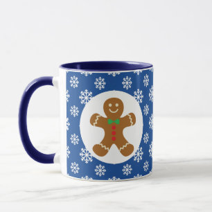 Taza Navidad/copos de nieve del hombre de pan de