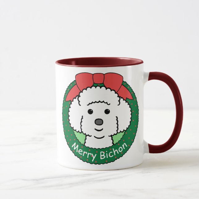 Taza Navidad de Bichon Frise (Derecha)