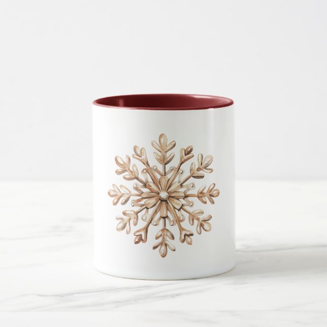 Taza Navidad de copo de nieve de crema (Centro)