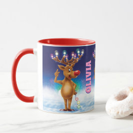 Taza Navidad de encargo taza, Rudolph y luces