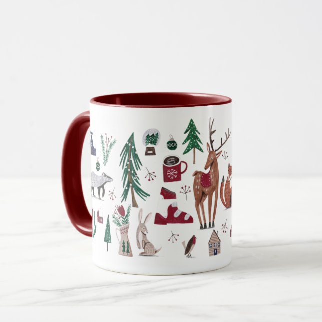 Taza Navidad de esquí nórdico en el bosque (Anverso izquierdo)