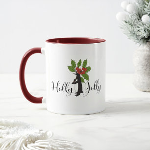 Taza Navidad de pingüino divertida y linda Holly Jolly