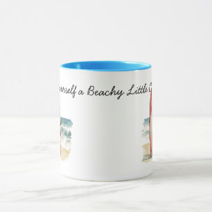 Taza Navidad de Santa surfista de la playa