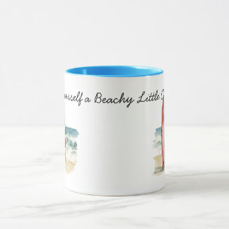 Taza Navidad de Santa surfista de la playa
