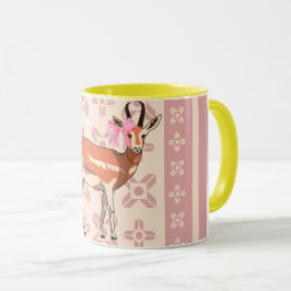 Taza Navidad elegante con patrón de cierva rosa 