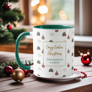 Taza Navidad en cabaña acogedora nombre de familia Navi