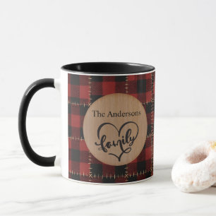 Taza Navidad Familiar Rustica de Madera con Cuadro de B
