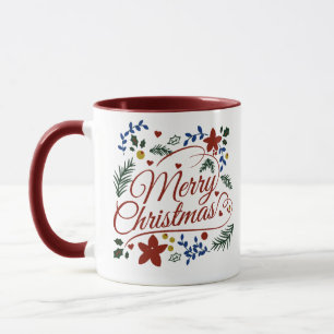 Taza Navidad floral alegre