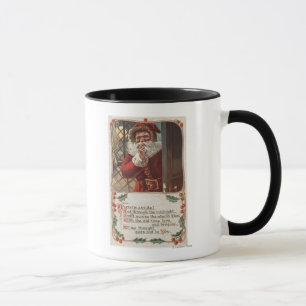 Taza Navidad GreetingSanta con la mano en barba