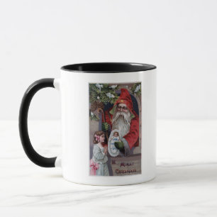 Taza Navidad GreetingSanta que da la muñeca