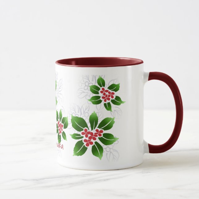 Taza Navidad hawaiano de Mele Kalikimaka del acebo rojo (Derecha)