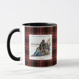 Taza Navidad Monograma Cuadrillé Rojo Antiguo 2 Foto Li