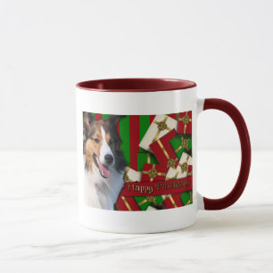 Taza Navidad - Pawlidays - Sheltie felices