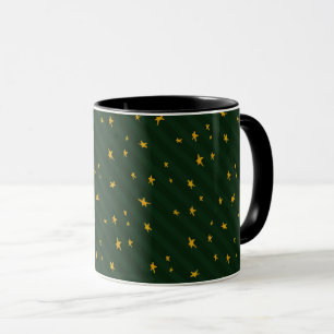 Taza Navidad Verde Amarillo Estrella Raya